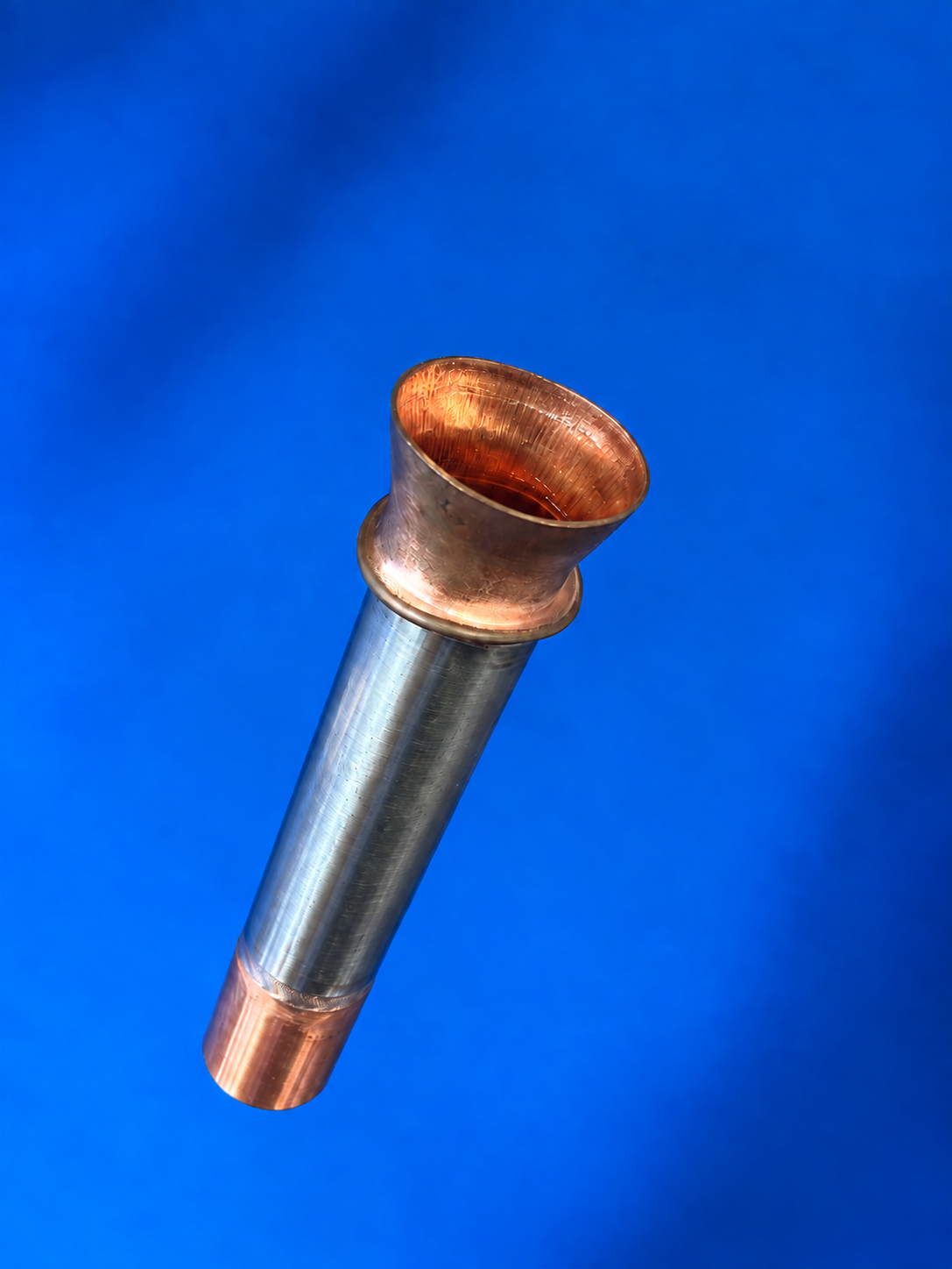 Formed copper end on stainless steel tube for HVAC connection